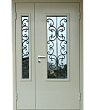 Металлическая дверь порошковое напыление с 2-х сторон со стеклом и ковка. СП-2281